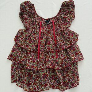 Antilia Femme On or Off The Shoulder Tiered‎ Floral Top Size M